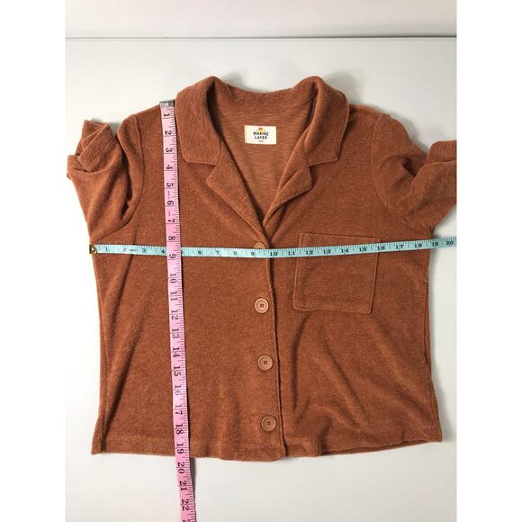 Marine Layer Set Women's Terry Out Resort Top Shorts Brown Casual Relaxed Vaca - Picture 14 of 16